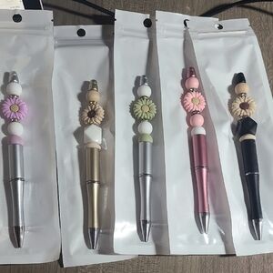 Decorative Pens with Beaded Flower Accents